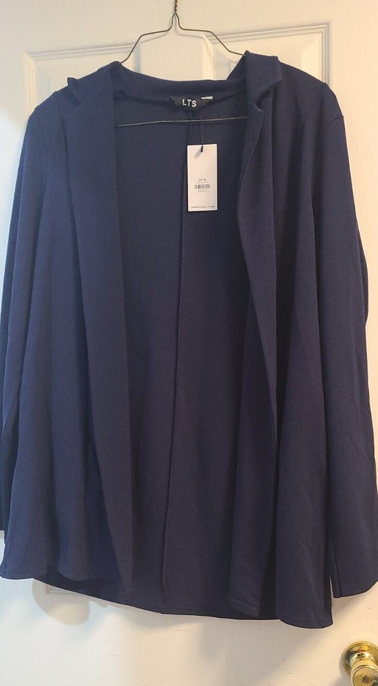 NEW Long Tall Sally LTS Women's Navy Blue Collared Open Cardigan Size 14